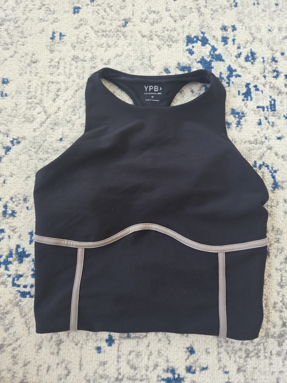 Abercrombie YPB Black Racerback Crop Top with Contrast Trim